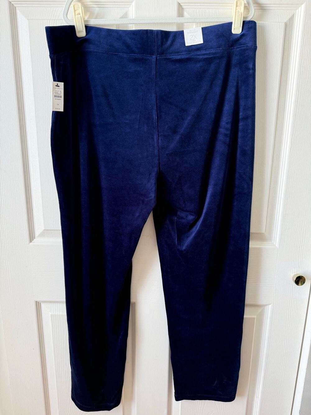 Talbots NWT Blue Velour Straight Leg Pants Womens Size 2X Athleisure Cozy